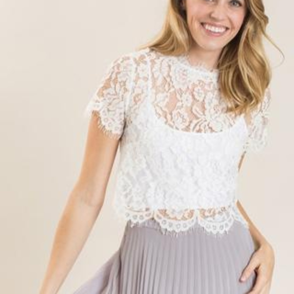 Morning lavender lace crop top